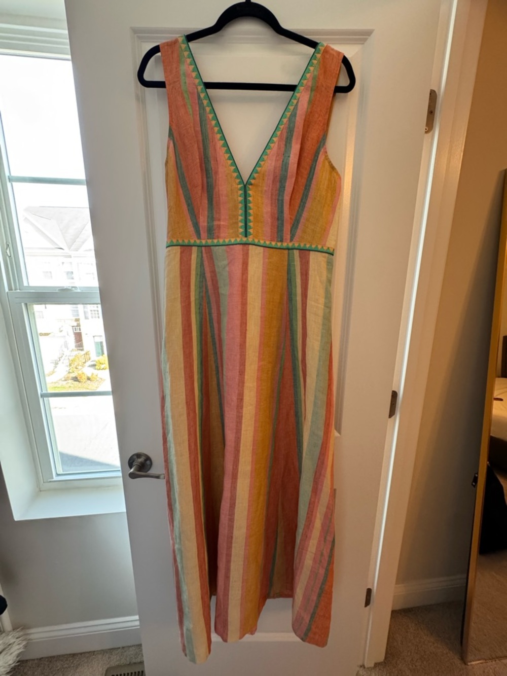 Emporio Sirenuse Multicolor Pastel Striped V-Neck Maxi Dress